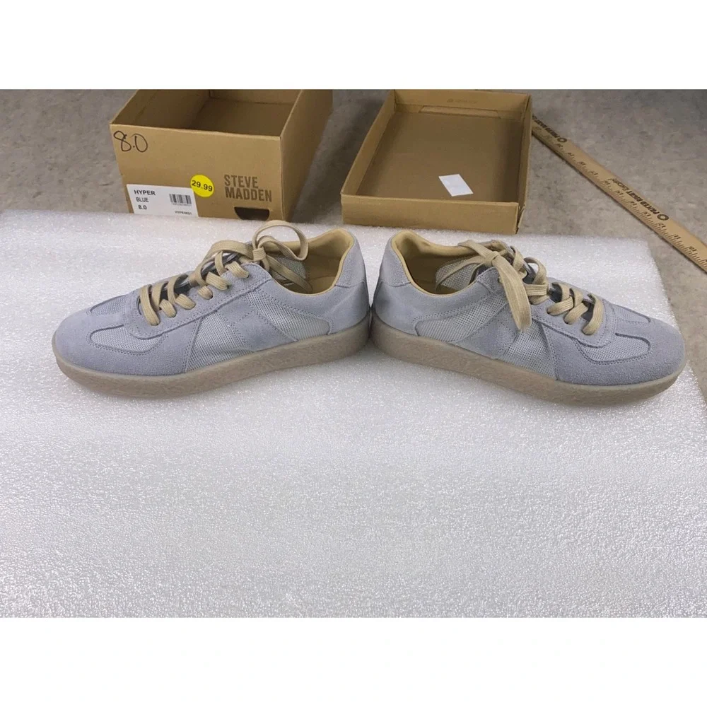 Steve Madden Hyper Sneakers Blue Suede Mesh Platform Womens 8 NEW Streetwear‎